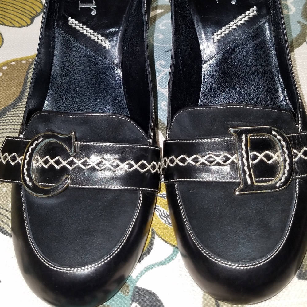 ❤DIOR Black Leather & Suede Pumps Size 39.5